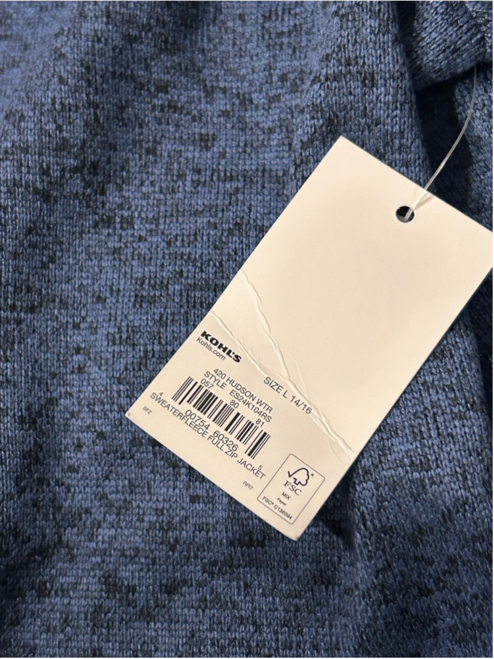 Boy's Sonoma Blue & Black Full Zip Fleece Sweater L - Picture 2 of 4
